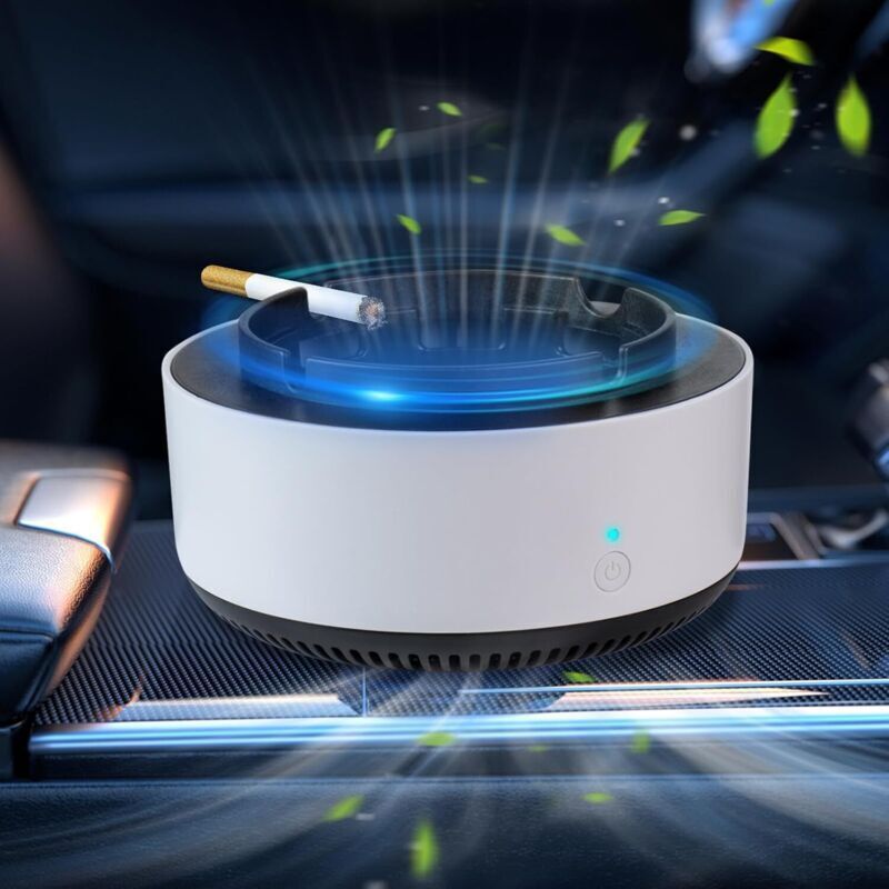 2-in-1-Aschenbecher mit Luftreiniger – Intelligenter elektronischer Aschenbecher mit Geruchskontrolle, Rauchabsaugung, tragbarer, multifunktionaler,