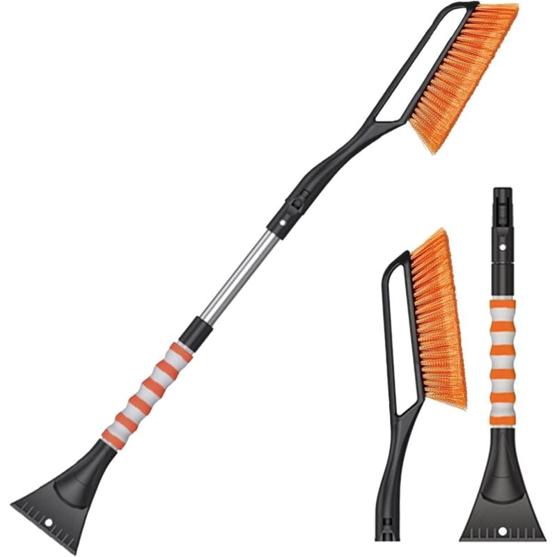 2-in-1-Auto-Frostschaber, Anti-Eis-Rakel mit Teleskopbesen und rutschfestem Griff, Fenster-Enteisung für Winter-Windschutzscheibe, abnehmbare Eis