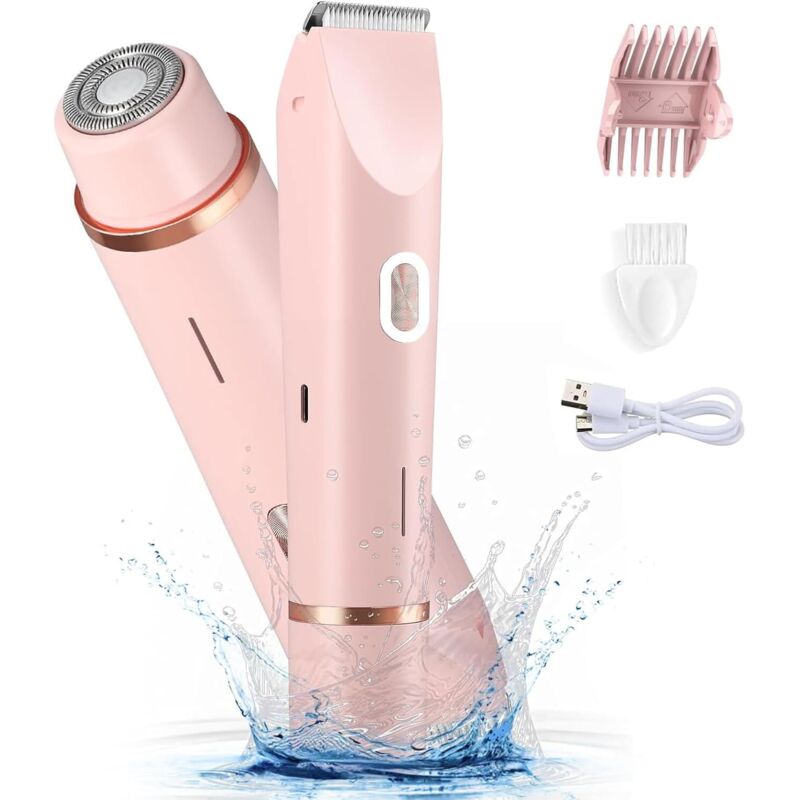 2-in-1 Elektrorasierer für Damen, Körpertrimmer für Beine, Achseln und Gesicht, wiederaufladbar, für Nass- und Trockenrasur
