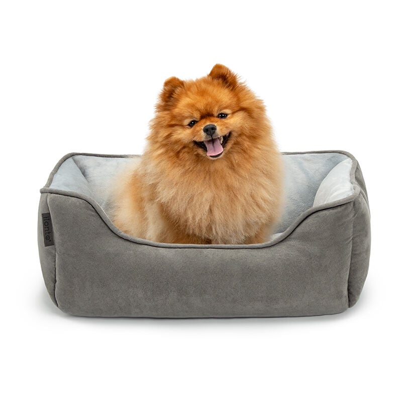 lionto 2-in-1 Hundebett Hundekissen Hundekörbchen Hundesofa Größe S 60x50 cm dunkelgrau/grau