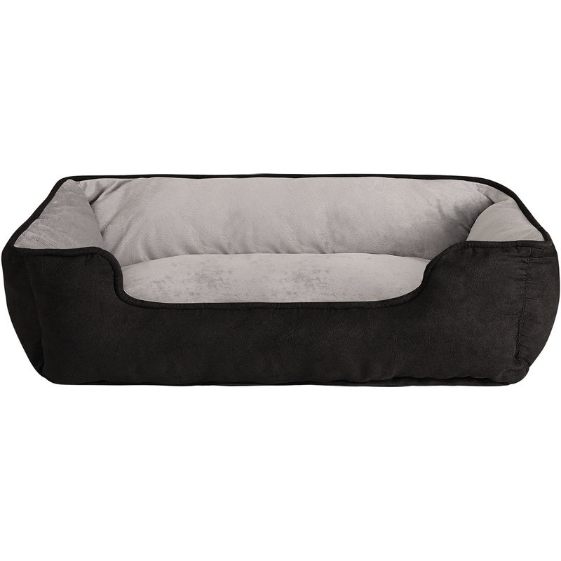 Lionto - 2-in-1 Hundebett Hundekissen Hundekörbchen Hundesofa Größe l 110x80 cm schwarz/grau