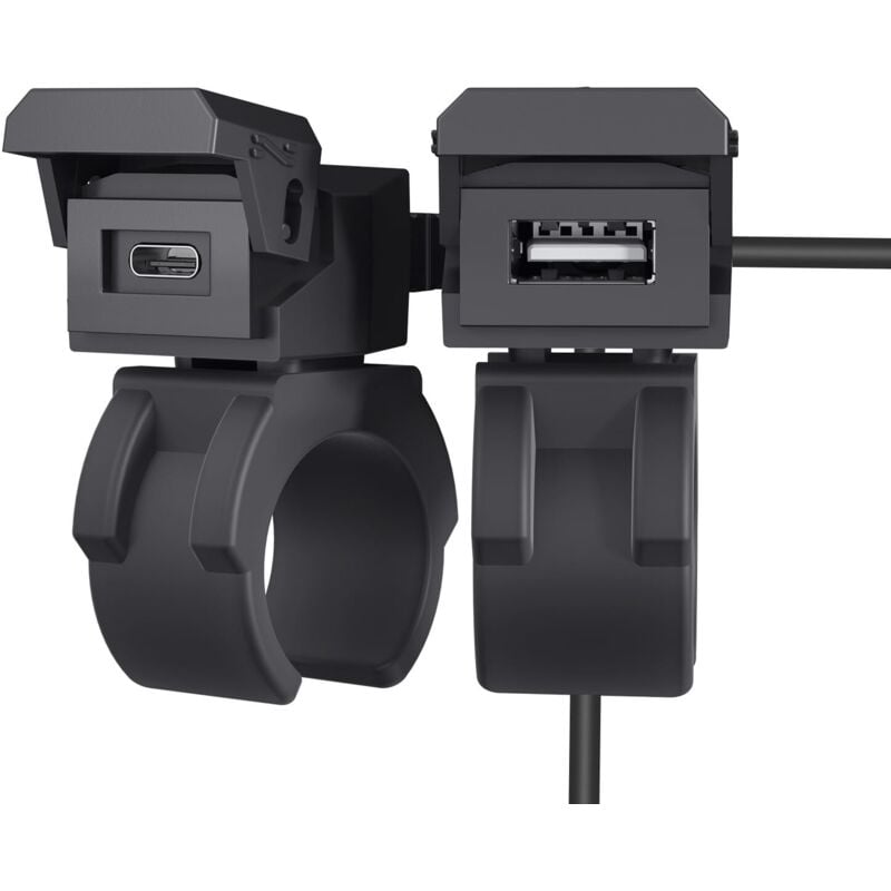 2-in-1-Motorradladegerät, Dual-Schnellladefunktion Typ C 30 W PD & USB 3.0, 10 V/24 V Lenkerbuchse, wasserdichtes Netzteil für Telefone/Tablets/GPS