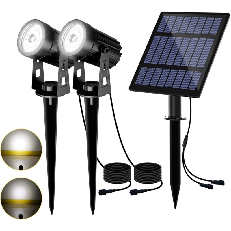 2 in 1 Solar Strahler Solar Außenlampe 2 Beleuchtungsmodi IP65 wasserdichtes Solar Gartenlicht 3 Meter Kabel Solar Außenbeleuchtung für Garten