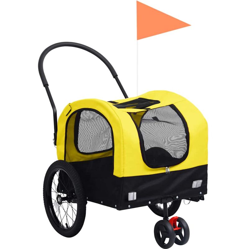 2-in-1 Fahrradanhänger für Hunde und Buggy Gelb und Schwarz - Vidaxl