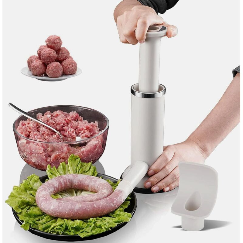 2-in-1 Wurst- und Fleischbällchenfüllmaschine, manuelles Füllrohr, hausgemachte Wurstwaren ohne Abfall
