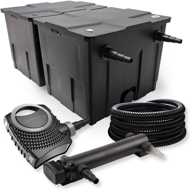 SunSun Komplettset: CBF-350B Teichfilter bis 60000 L Teichfilteranlage als Durchlauffilter, CTF-8000 SuperECO Teichpumpe 8000l/h 70W, CUV-324