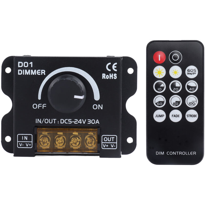 2-Kanal-Funk-LED-Druckknopf-Beleuchtungsdimmer-Controller DC5V-24V mit Bügeleisen und Leiterplatte Fernbedienung