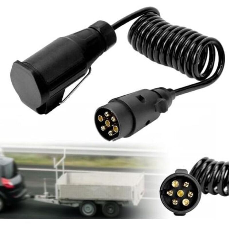 2 m Anhänger-Verlängerungskabel, 7-poliges Spiral-Verlängerungskabel, 12-V-Adapterkabel, Anhänger-Verlängerungskabel. Geeignet für Pkw-Anhänger, LKW