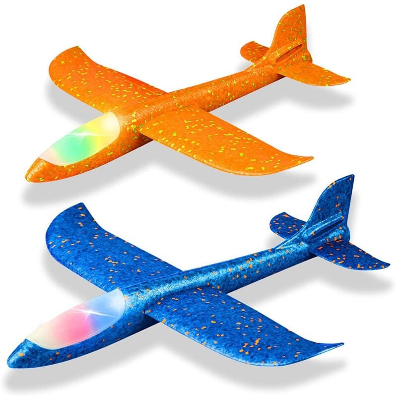 2 Pack LED Licht Flugzeug 48CM GroßEs Werfen Schaum Flugzeug Draussen Sport Hinterhof Geburtstag Feier Kinder Optimale Geschenke