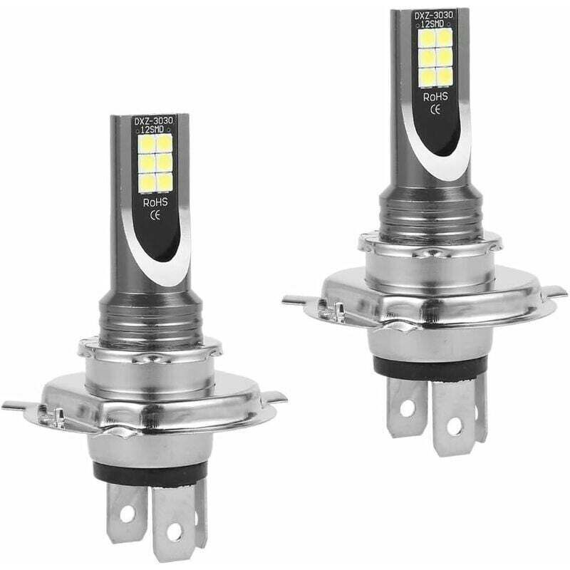 2 Stück H4 LED-Scheinwerferlampen in einer Box, 24 W/1200 lm/IP68 wasserdichter LED-Lampenwagen, Nebelscheinwerfer 2 Lampen 6000–6500 K weißes