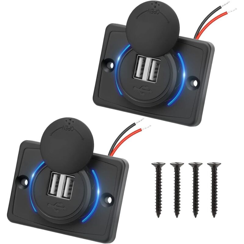 Stück Dual-USB-Kfz-Ladegerät mit 4,8 A und Schalter, 12 V/24 V Dual-Port-USB-Bedienfeld-Ladegerät, Kfz-USB-Ladegerät