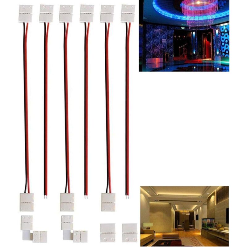 Bluedeer - 2 polig led Strip Connector, 8mm led Stripe Verbinder Adapter, 2Pin Verbindungskabel Verbinder, für 8mm Breit smd 3528 2835 Einfarbige led