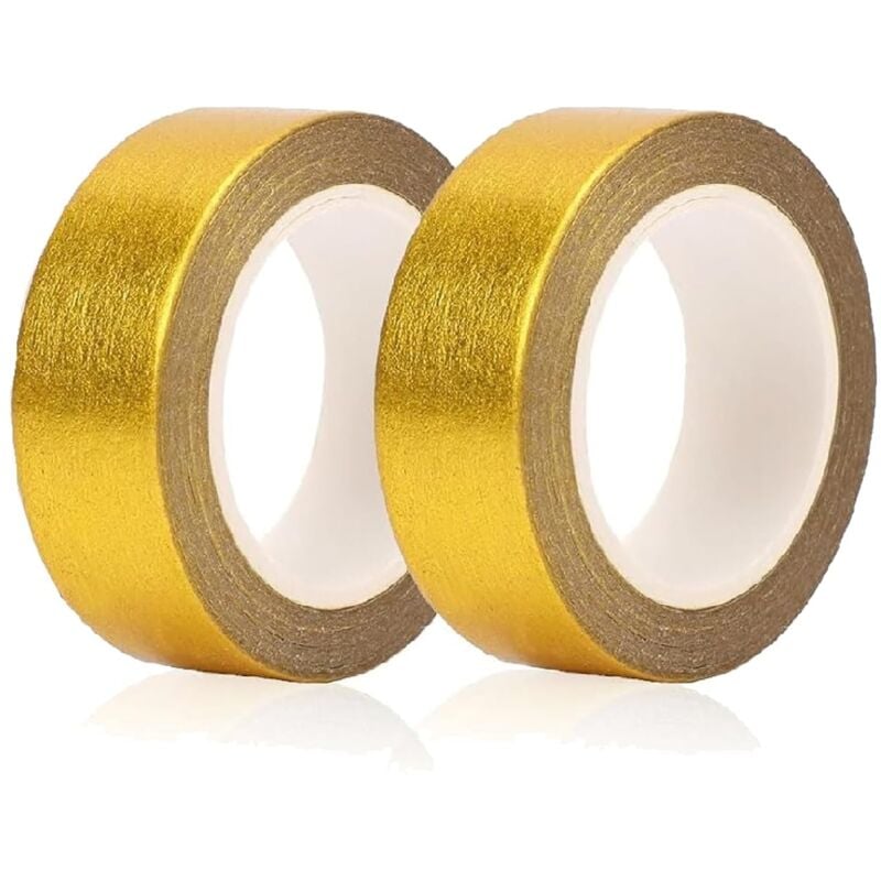 2 Rollen Washi Tape Gold, 15mm x 5m Goldfolie Washi Klebeband gold, Metallic Klebeband, Glänzendes Gold Klebeband für Scrapbooking Handwerk Deko