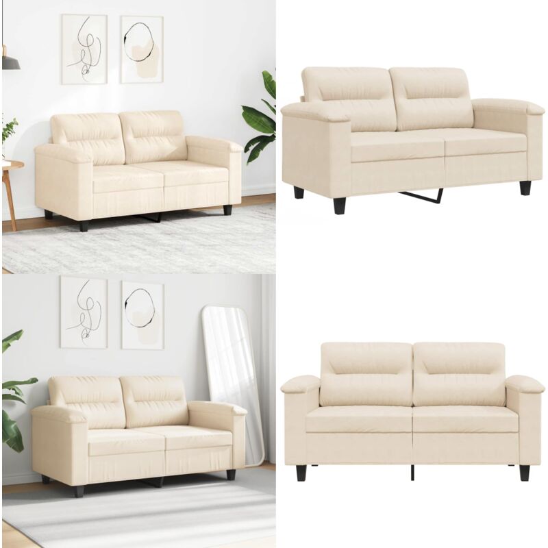 2-Sitzer-Sofa Beige 120 cm Mikrofasergewebe - 2-Sitzer Sofa - Beige Sofa - Wohnzimmersofa - Microfaser Sofa - Modernes Sofa - Home & Living