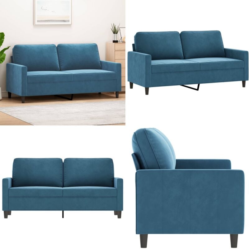 2-Sitzer-Sofa Blau 140 cm Samt - Samtsofa - 2-Sitzer Sofa - Wohnzimmersofa - Blau Sofa - Modernes Sofa - Home & Living