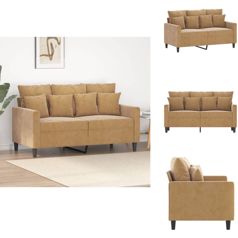 2-Sitzer-Sofa Braun 120 cm Samt - Samtsofa - Wohnlandschaft - 2er Sofa - Braunes Sofa - Couch Braun