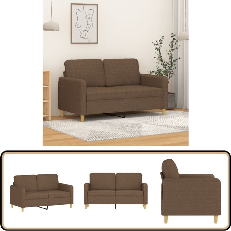 2-Sitzer-Sofa Braun 120 cm Stoff - Couch - 2-Sitzer Sofa - Wohnzimmersofa - Polstercouch - Leder Sofa