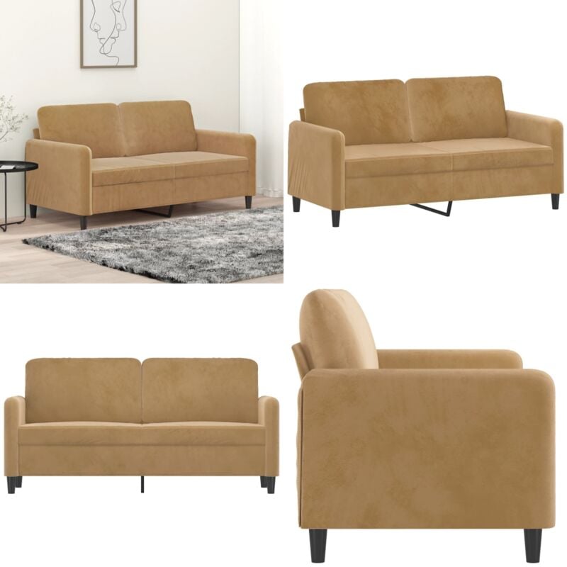 2-Sitzer-Sofa Braun 140 cm Samt - Samtsofa - Wohnzimmersofa - 2er Sofa - Braunes Sofa - Couchtisch - Home & Living
