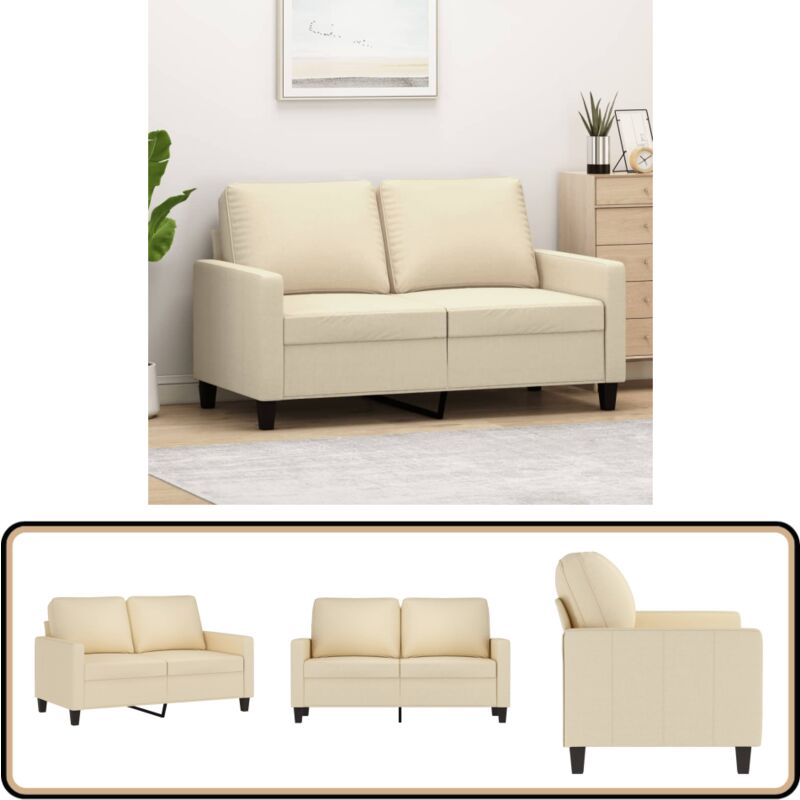 2-Sitzer-Sofa Creme 120 cm Stoff - Couch - 2-Sitzer Sofa - Wohnzimmersofa - Creme Sofa - Polstercouch