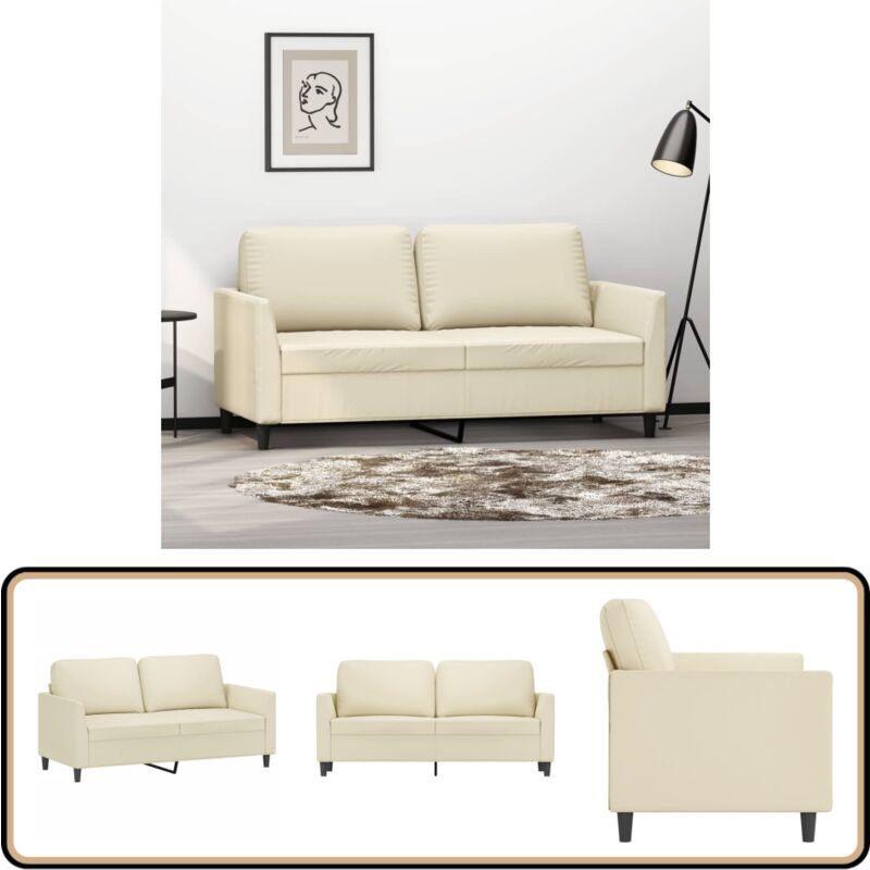 2-Sitzer-Sofa Creme 140 cm Kunstleder - 2-Sitzer Sofa - Couch - Wohnzimmersofa - Cremefarbenes Sofa - Lederlook Sofa