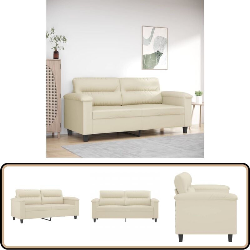 2-Sitzer-Sofa Creme 140 cm Kunstleder - 2-Sitzer Sofa - Cremefarbenes Sofa - Lederlook Sofa - Wohnzimmersofa - Gemütliches Sofa