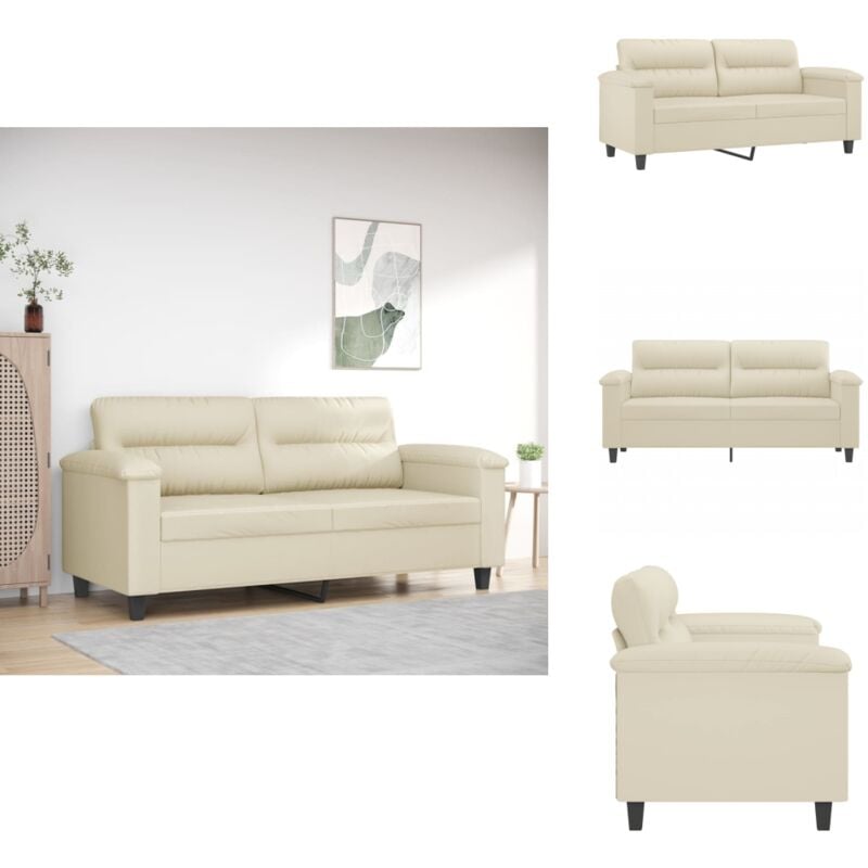2-Sitzer-Sofa Creme 140 cm Kunstleder - 2-Sitzer Sofa - Cremefarbenes Sofa - Lederlook Sofa - Wohnzimmersofa - Gemütliches Sofa
