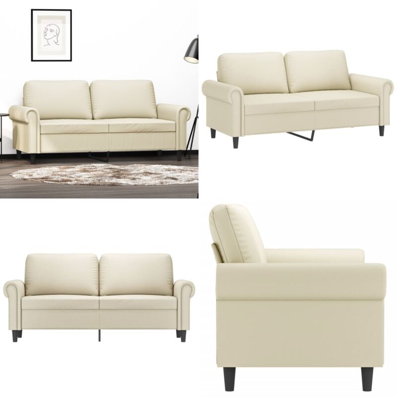 2-Sitzer-Sofa Creme 140 cm Kunstleder - 2-Sitzer Sofa - Cremefarbenes Sofa - Lederlook Sofa - Wohnzimmersofa - Modernes Sofa - Home & Living