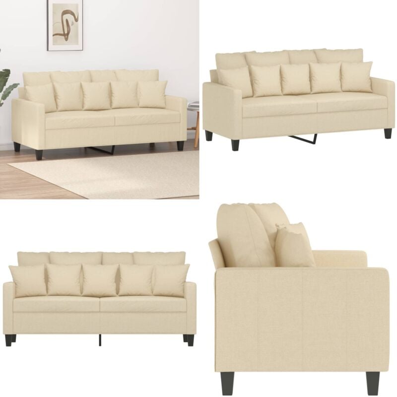 2-Sitzer-Sofa Creme 140 cm Stoff - Couch - 2-Sitzer Sofa - Wohncouch - Creme Sofa - Modernes Sofa - Home & Living