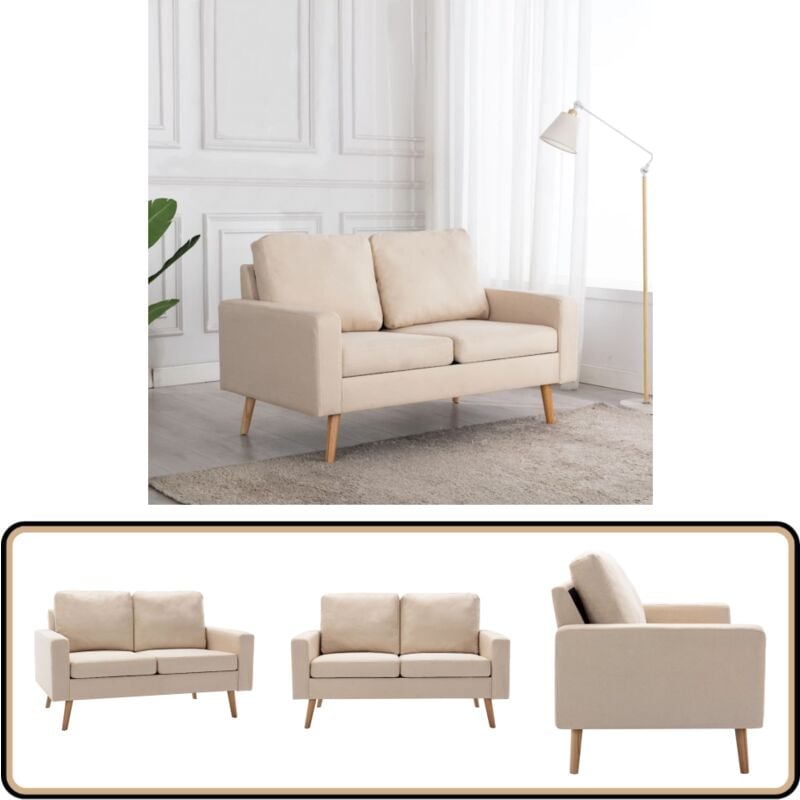 2-Sitzer-Sofa Creme Stoff - 2-Sitzer Sofa - Cremefarbenes Sofa - Couch - Wohnzimmermöbel - Sessel