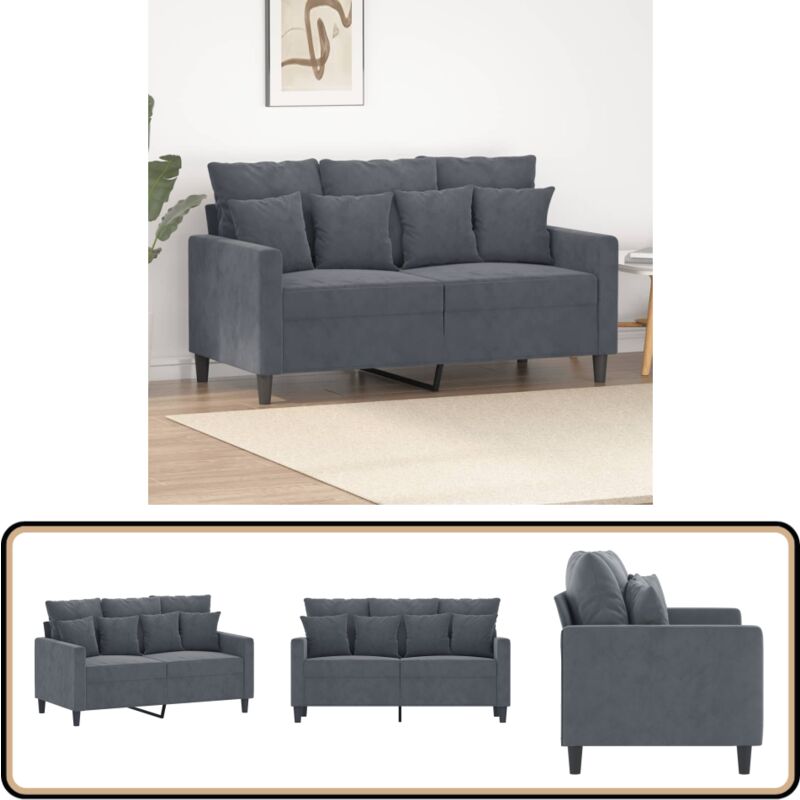2-Sitzer-Sofa Dunkelgrau 120 cm Samt - Samtsofa - 2-Sitzer Sofa - Wohnzimmersofa - Grau Sofa - Modernes Sofa