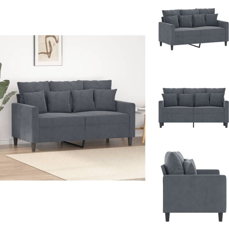 2-Sitzer-Sofa Dunkelgrau 120 cm Samt - Samtsofa - 2-Sitzer Sofa - Wohnzimmersofa - Grau Sofa - Modernes Sofa