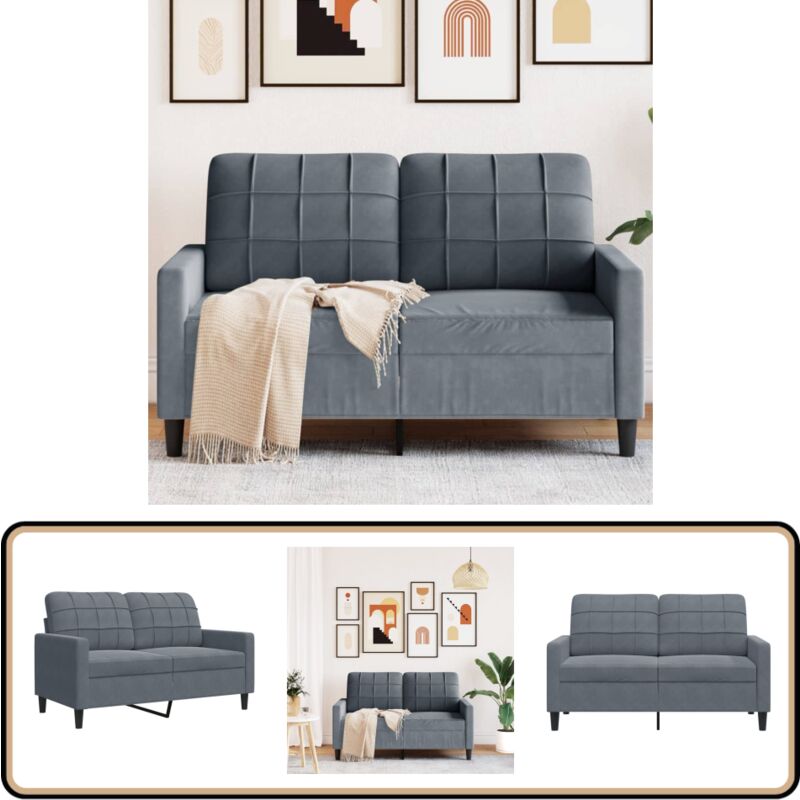 2-Sitzer-Sofa Dunkelgrau 120 cm Samt - Samtsofa - Wohnzimmersofa - 2-Sitzer Sofa - Grau Sofa - Modernes Sofa