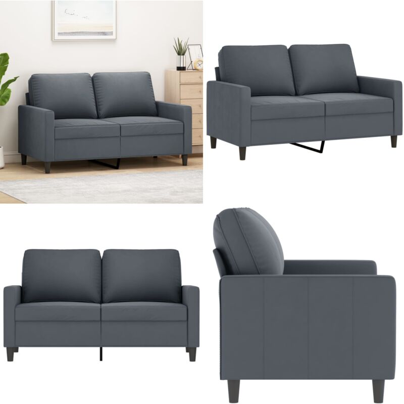 2-Sitzer-Sofa Dunkelgrau 120 cm Samt - Samtsofa - Wohnzimmersofa - 2er Sofa - Grau Sofa - Modernes Sofa - Home & Living