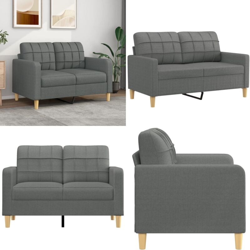 2-Sitzer-Sofa Dunkelgrau 120 cm Stoff - Couch - 2-Sitzer Sofa - Wohnzimmersofa - Grau Sofa - Modernes Sofa - Home & Living