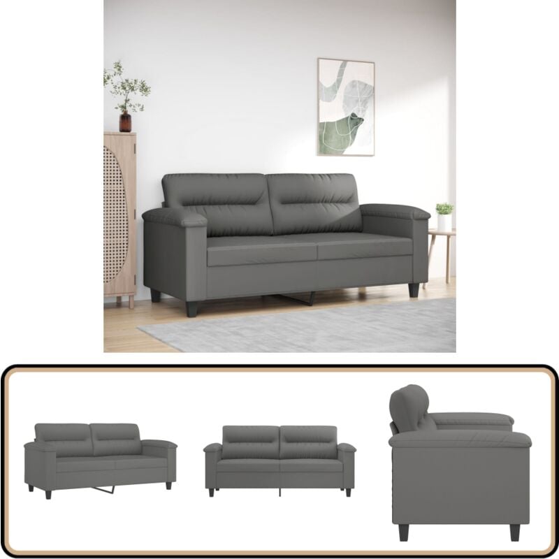 2-Sitzer-Sofa Dunkelgrau 140 cm Mikrofasergewebe - 2-Sitzer Sofa - Grau Sofa - Wohnzimmersofa - Microfaser Sofa - Couchtisch