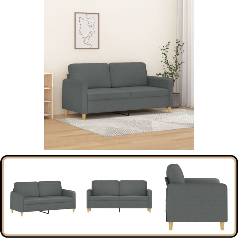 2-Sitzer-Sofa Dunkelgrau 140 cm Stoff - 2-Sitzer Sofa - Grau Sofa - Wohnzimmersofa - Couchtisch - Lounge Möbel