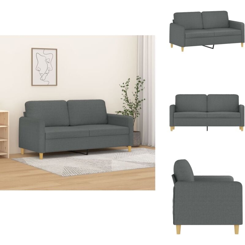 2-Sitzer-Sofa Dunkelgrau 140 cm Stoff - 2-Sitzer Sofa - Grau Sofa - Wohnzimmersofa - Couchtisch - Lounge Möbel