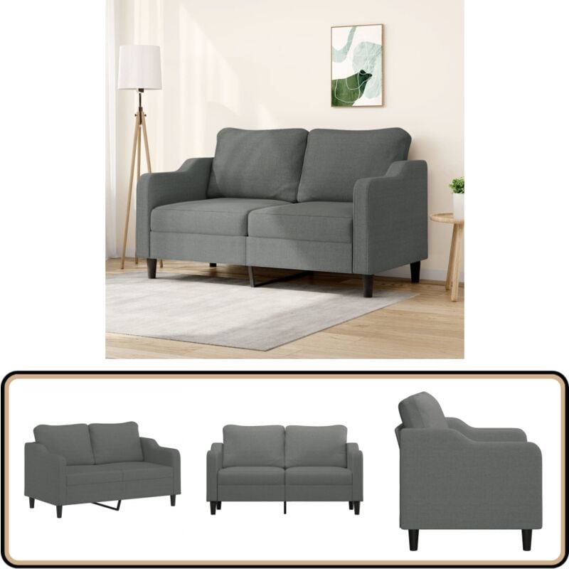 2-Sitzer-Sofa Dunkelgrau 140 cm Stoff - Couch - 2-Sitzer Sofa - Wohnzimmersofa - Grau Sofa - Modernes Sofa