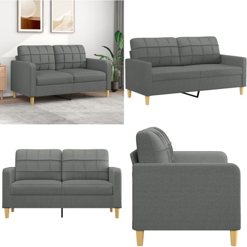 2-Sitzer-Sofa Dunkelgrau 140 cm Stoff - Couch - 2-Sitzer Sofa - Wohnzimmersofa - Grau Sofa - Modernes Sofa - Home & Living
