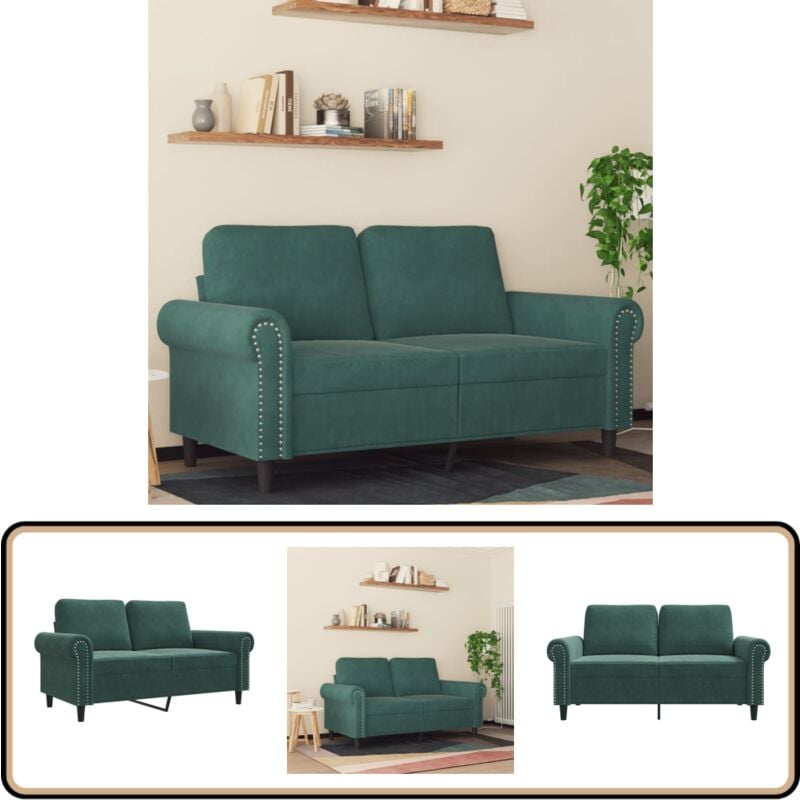 2-Sitzer-Sofa Dunkelgrün 120 cm Samt - Samtsofa - 2-Sitzer Sofa - Wohnzimmersofa - Modernes Sofa - Dunkelgrünes Sofa