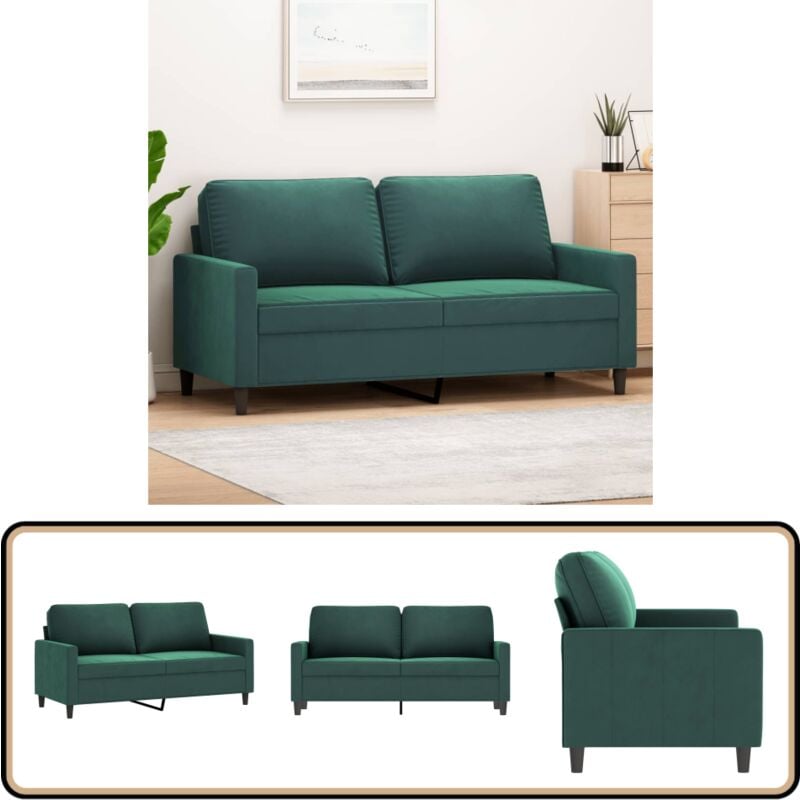 2-Sitzer-Sofa Dunkelgrün 140 cm Samt - Samtsofa - Wohnzimmersofa - 2er Sofa - Dunkelgrünes Sofa - Modernes Sofa