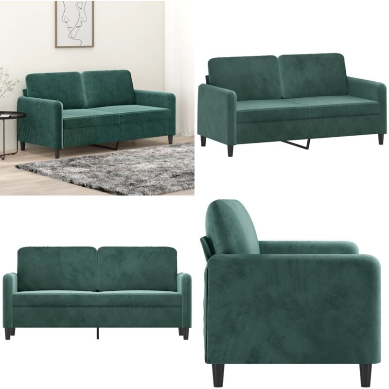 2-Sitzer-Sofa Dunkelgrün 140 cm Samt - Samtsofa - Wohnzimmersofa - 2er Sofa - Dunkelgrünes Sofa - Modernes Sofa - Home & Living