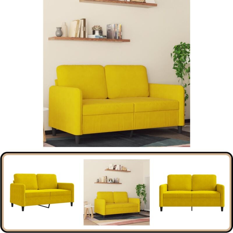 2-Sitzer-Sofa Gelb 120 cm Samt - Samtsofa - Couch Gelb - Wohnzimmersofa - 2-Sitzer Sofa - Modernes Sofa
