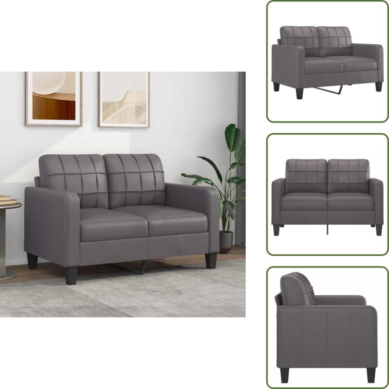 2-Sitzer-Sofa Grau 120 cm Kunstleder - 2-Sitzer Sofa - Grau - Wohnzimmersofa - Ledercouch - Modernes Sofa