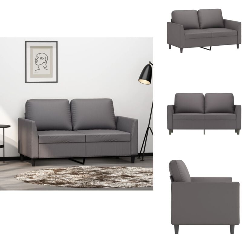 2-Sitzer-Sofa Grau 120 cm Kunstleder - Couch - 2-Sitzer Sofa - Wohnlandschaft - Ledercouch - Grau Sofa
