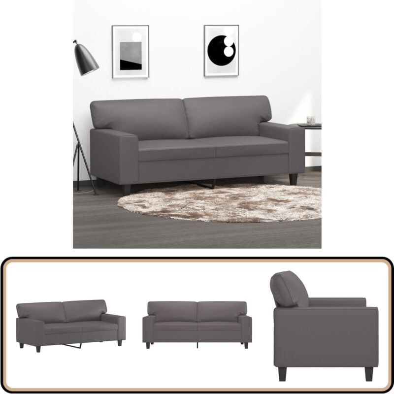 Vidaxl - 2-Sitzer-Sofa Grau 140 cm Kunstleder - 2-Sitzer Sofa - Grau - Kunstleder Sofa - Wohnzimmersofa - Modernes Sofa