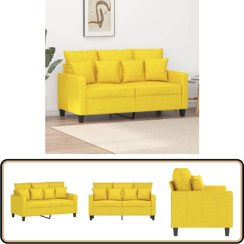 2-Sitzer-Sofa Hellgelb 120 cm Stoff - Couch - 2-Sitzer Sofa - Wohnzimmersofa - Polstermöbel - Hellgelb Sofa