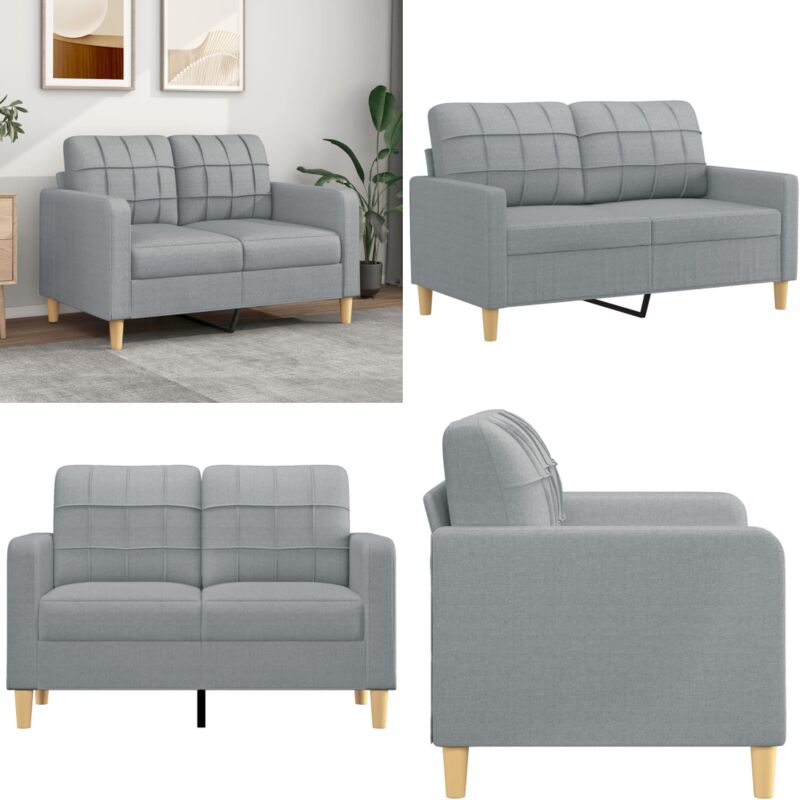 2-Sitzer-Sofa Hellgrau 120 cm Stoff - Couch - 2-Sitzer-Sofa - Wohnlandschaft - Grau Sofa - Modernes Sofa - Home & Living
