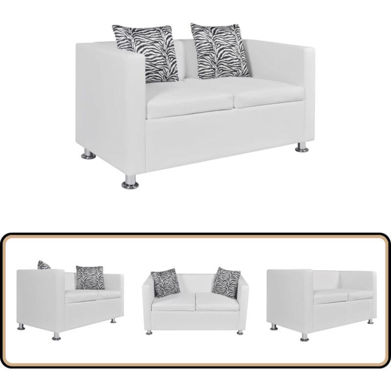 2-Sitzer-Sofa Kunstleder Weiß - 2-Sitzer Sofa - Couch - Wohnzimmersofa - Leder Sofa - Weißer Sofa