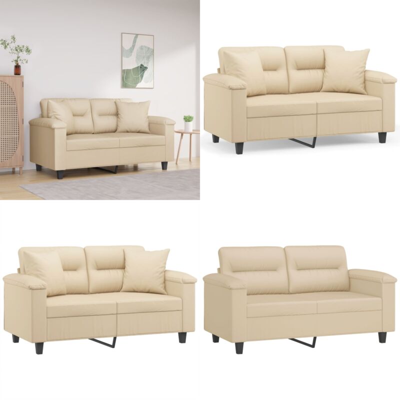 Vidaxl - 2-Sitzer-Sofa mit Kissen Creme 120 cm Mikrofasergewebe - Mikrofaser Sofa - 2-Sitzer Sofa - Wohnzimmersofa - Creme Sofa - Gemütliches Sofa